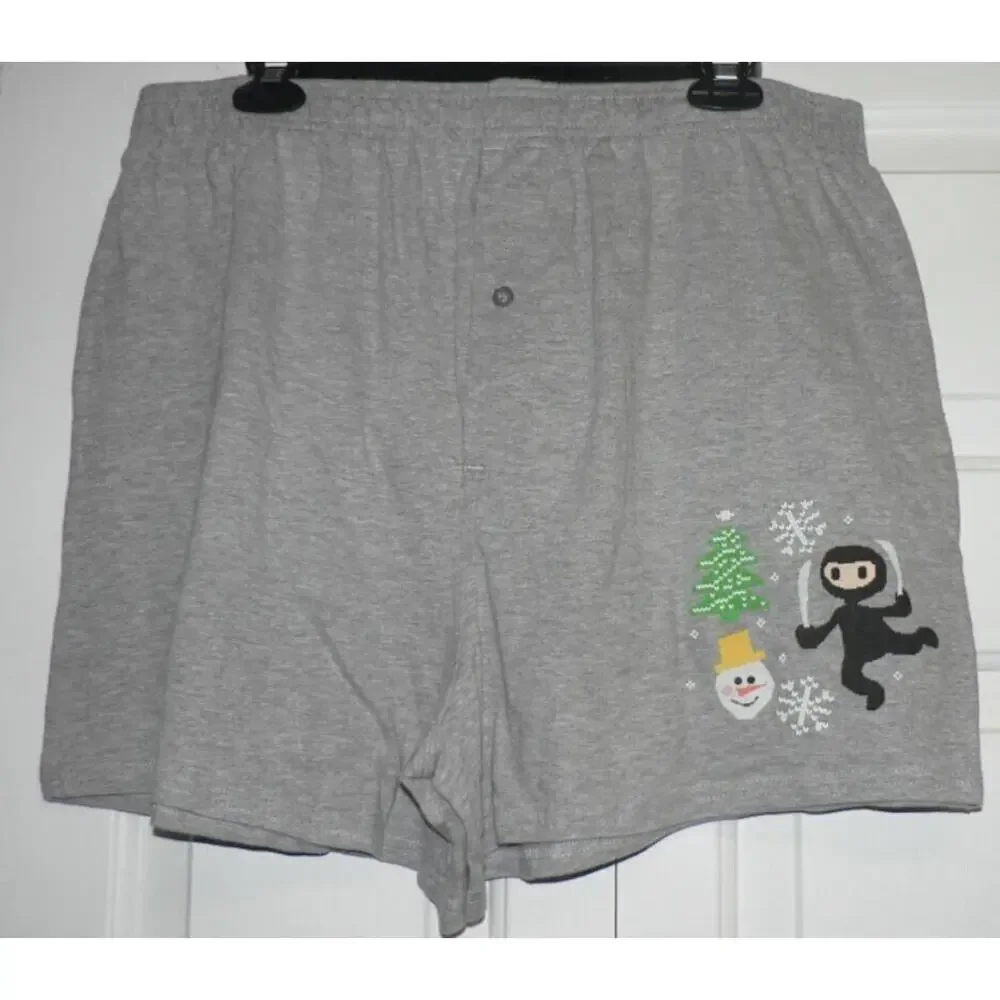 Ugly Stuff Holiday Supply Co. Men's Ninja‎ Cotton Boxers in Gray XX-Large